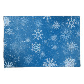 Housse D'oreillers Flocons de Neige Bleus Classique Hiver Blanc (devant-Droit)