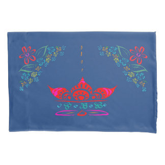 Housse D'oreillers floral blanc folk art coloré ditsy fleurs bleu