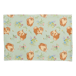 Housse D'oreillers Floral de Chien de Poméranie