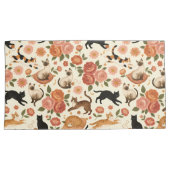 Housse D'oreillers Floral Felines: Cozy Cats & Blooms Pattern (devant-Droit)