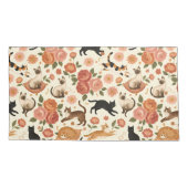 Housse D'oreillers Floral Felines: Cozy Cats & Blooms Pattern (Dos-gauche)