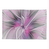 Housse D'oreillers Floral Fractal moderne Fleur Abstraite rose gris (Dos)