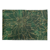 Housse D'oreillers Flore dorée et verte Dahlia (Dos)