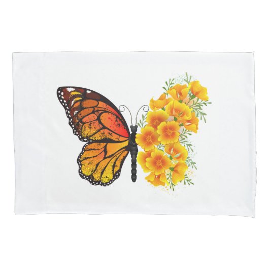 Housse D'oreillers Flower Butterfly with Yellow California Poppy (devant-gauche)