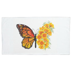 Housse D'oreillers Flower Butterfly with Yellow California Poppy