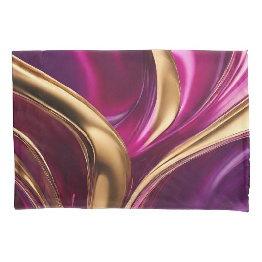 Housse D'oreillers Flux Abstrait Art-Fuchsia violet et or- (devant)