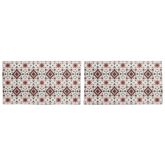 Housse D'oreillers Folk Diamond Cross Stitch Seamless Pattern (devant-Set)
