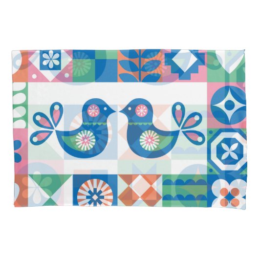 Housse D'oreillers Folklore Floral Card : Design scandinave. (devant)