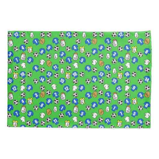 Housse D'oreillers Footballs, Chemises bleues, & Ventilateurs (Dos)