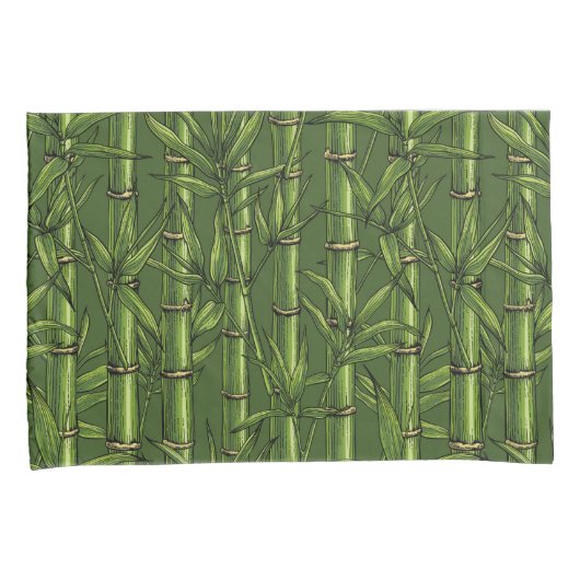Housse D'oreillers Forêt de bambou en vert (devant-Droit)