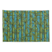 Housse D'oreillers Forêt de bambou sur bleu (Dos-Droit)