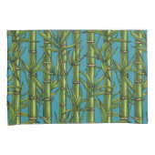 Housse D'oreillers Forêt de bambou sur bleu (devant-Droit)