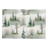 Housse D'oreillers Forêt d'hiver : Flou vert à main (Dos)