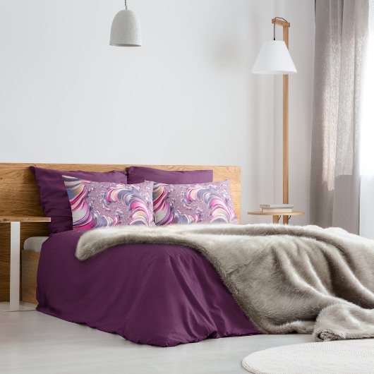 Housse D'oreillers Fractale en spirale rose violet abstrait