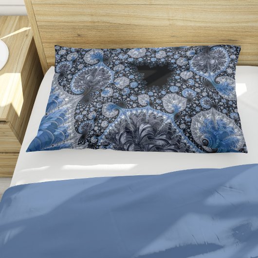 Housse D'oreillers Fractale Noir Bleu Abstrait
