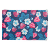 Housse D'oreillers Fraises roses sur bleu (Dos)