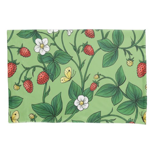Housse D'oreillers Fraises sauvages rouge/jaune/vert/ (devant-gauche)