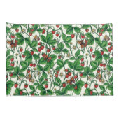 Housse D'oreillers Fraises sauvages sur blanc (Dos-Droit)