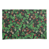 Housse D'oreillers Fraises sauvages sur le noir (devant-Droit)