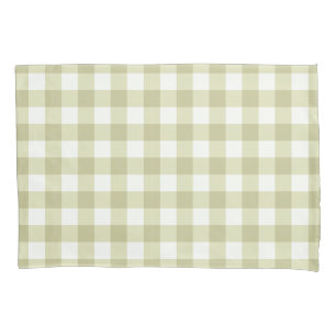 Housse D'oreillers French Country Meadow En vichy - sauge vert plaid.