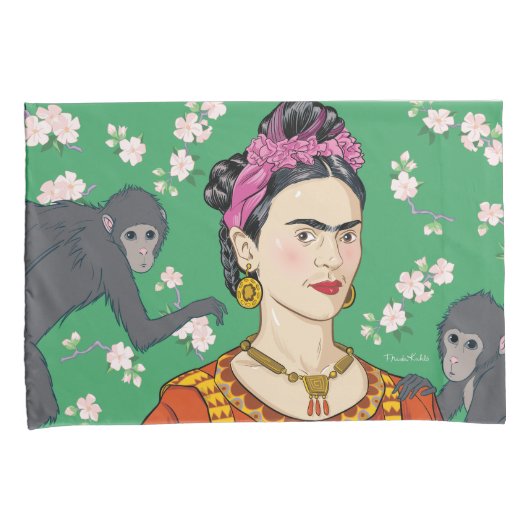 Housse D'oreillers Frida Kahlo Monkey Graphic (devant-Droit)