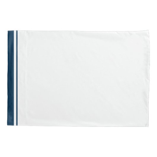 Housse D'oreillers Frontière bleue classique décorée d'un monogramme (Dos-gauche)