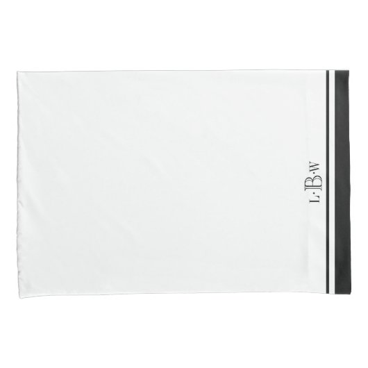 Housse D'oreillers Frontière noire classique décorée d'un monogramme (devant-Droit)