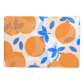 Housse D'oreillers Fruit orange : Motif exquis bleu-bracelet. (Dos)