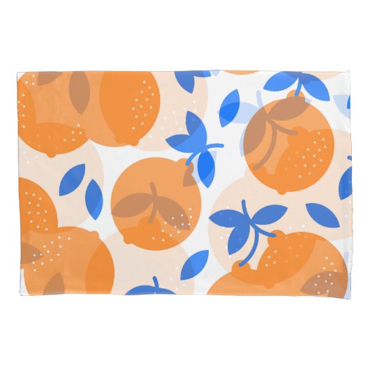 Housse D'oreillers Fruit orange : Motif exquis bleu-bracelet. (devant)