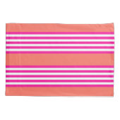 Housse D'oreillers Fuchsia et corail vivant cinq bandes motif (Dos)
