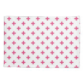 Housse D'oreillers Fuchsia polka croise sur blanc (Dos)