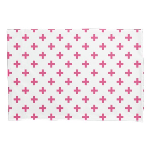 Housse D'oreillers Fuchsia polka croise sur blanc (devant)