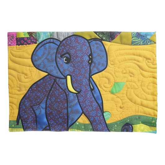 Housse D'oreillers Fun Baby Elephant - Quilt Like Design (devant)