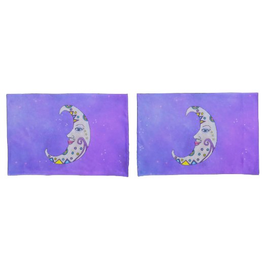 Housse D'oreillers Fun Crescent Moon Avec Visage Marques Festives Cie (devant-Set)