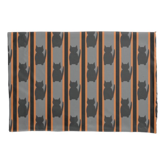 Housse D'oreillers Fun et Fun Halloween Noir Silhouette Chats (devant)