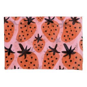 Housse D'oreillers Fun fraise, design artisanal sans couture.
