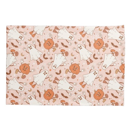 Housse D'oreillers Fun Retro Ghost & Jack-O-Lantern Motif (Dos)