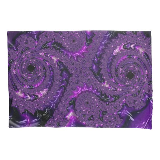 Housse D'oreillers Funky Bold Boho Purple Digital Abstrait Fractal (devant)