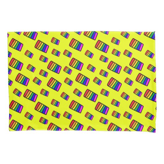 Housse D'oreillers Funky Neon Rainbow Block Motif (devant-gauche)