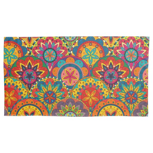 Housse D'oreillers Funky Retro couleur Motif Mandala (devant)