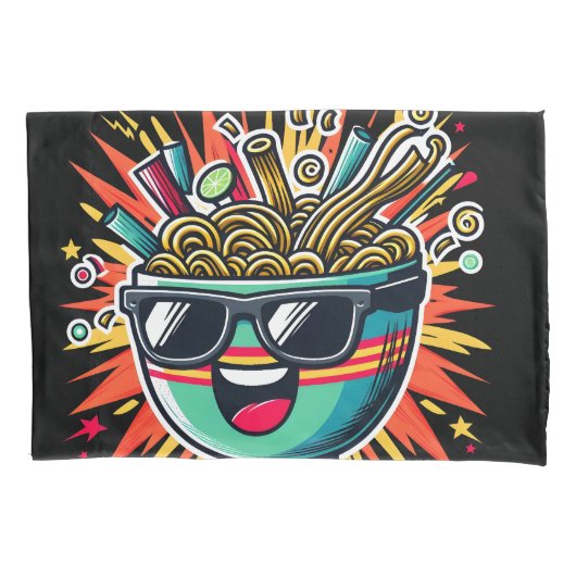 Housse D'oreillers Funny Cute Noodle Cartoon Ramen Bowl (devant)