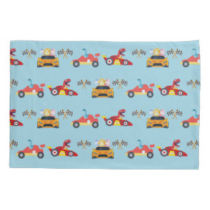 Housse D'oreillers Funny Dinosaur voiture de course garçon anniversai