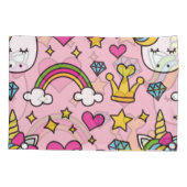 Housse D'oreillers Funny Unicorn Motif rose Magique Cheval mignon (Dos-gauche)