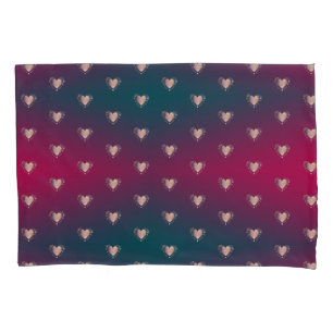 Housse D'oreillers Fuschia fumée et Coeurs fantaisistes