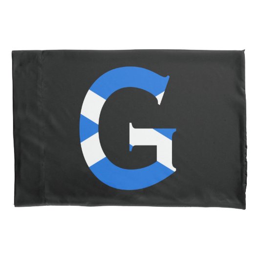 Housse D'oreillers G Monogramme superposé sur le drapeau écossais (devant)