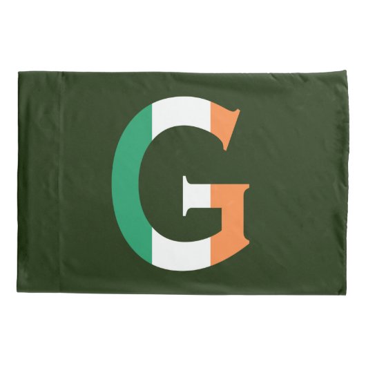 Housse D'oreillers G Monogramme superposé sur le lit Irish Flag (Dos)