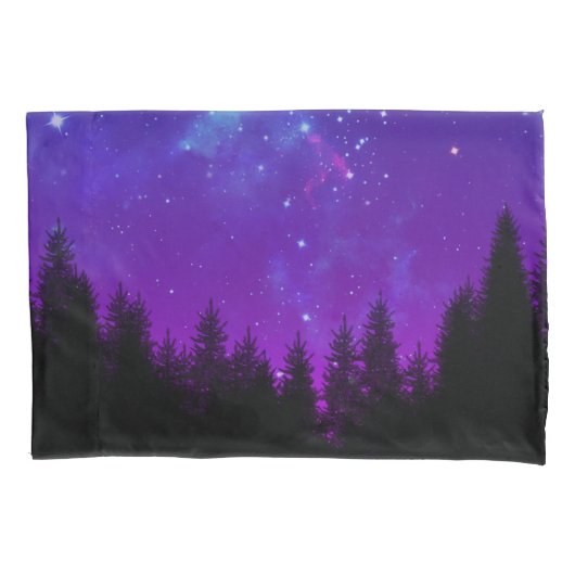Housse D'oreillers Galaxy sur la forêt la nuit (devant)