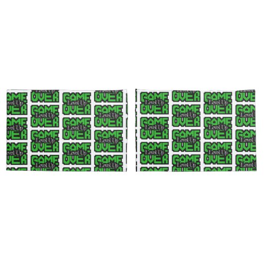 Housse D'oreillers Game Over, Level Up: Retro Pixel Sandbox Adventure (Dos-Set)