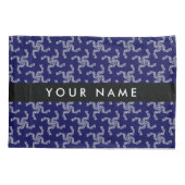 Housse D'oreillers Garland de Noël, Bleu, Votre nom, Personnaliser (Dos)