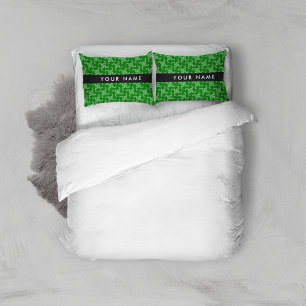 Housse D'oreillers Garland de Noël, Vert, Votre nom, Personnaliser